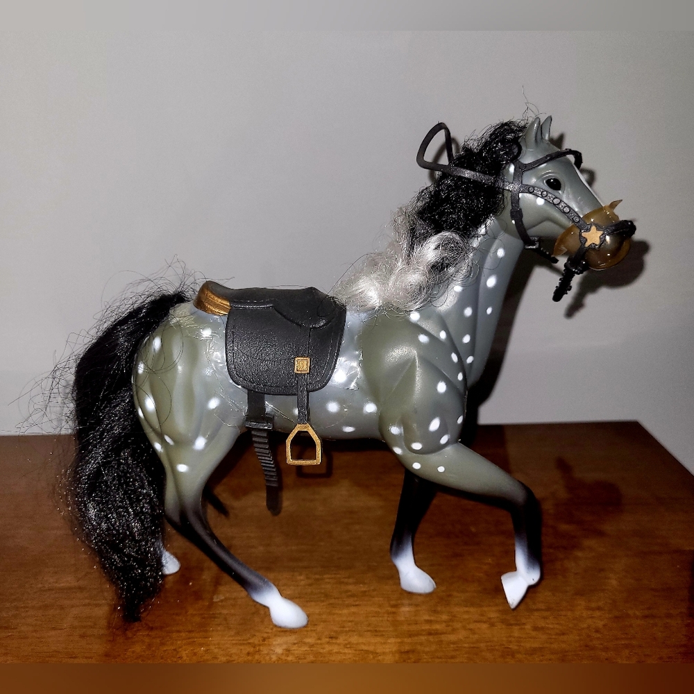 Vintage Kid Core Gray/White Appaloosa Horse with Black Mane and Tail 1994